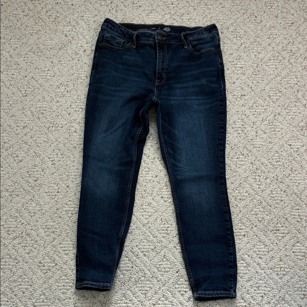 Old Navy Women's High Rise Rockstar Super Skinny Dark Blue Denim Jeans